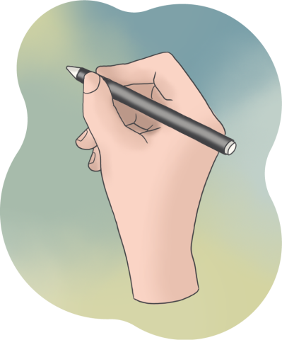 Graphic of a hand holding a pen